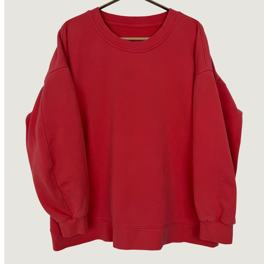 Lululemon Perfectly Oversized Crewneck Sweatshirt Red Cotton Terry Pullover